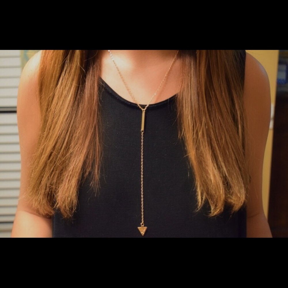 Long Gold Bar Necklace